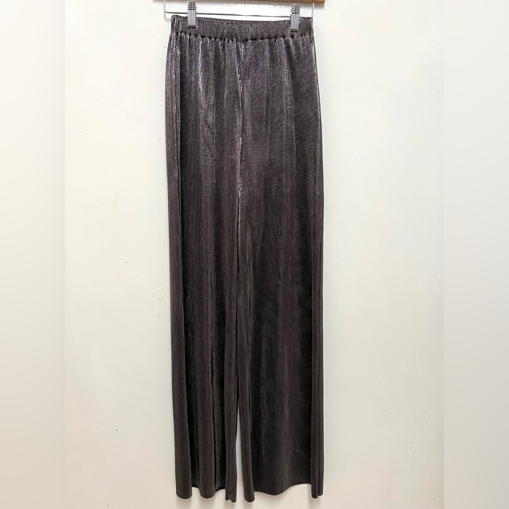 ASOS Design Pleated Shiny Brown Wide Leg Pants Size 2